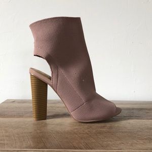 D open toed dark rose open toed stretch booties